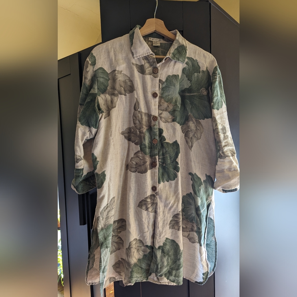 Tropical linen button up